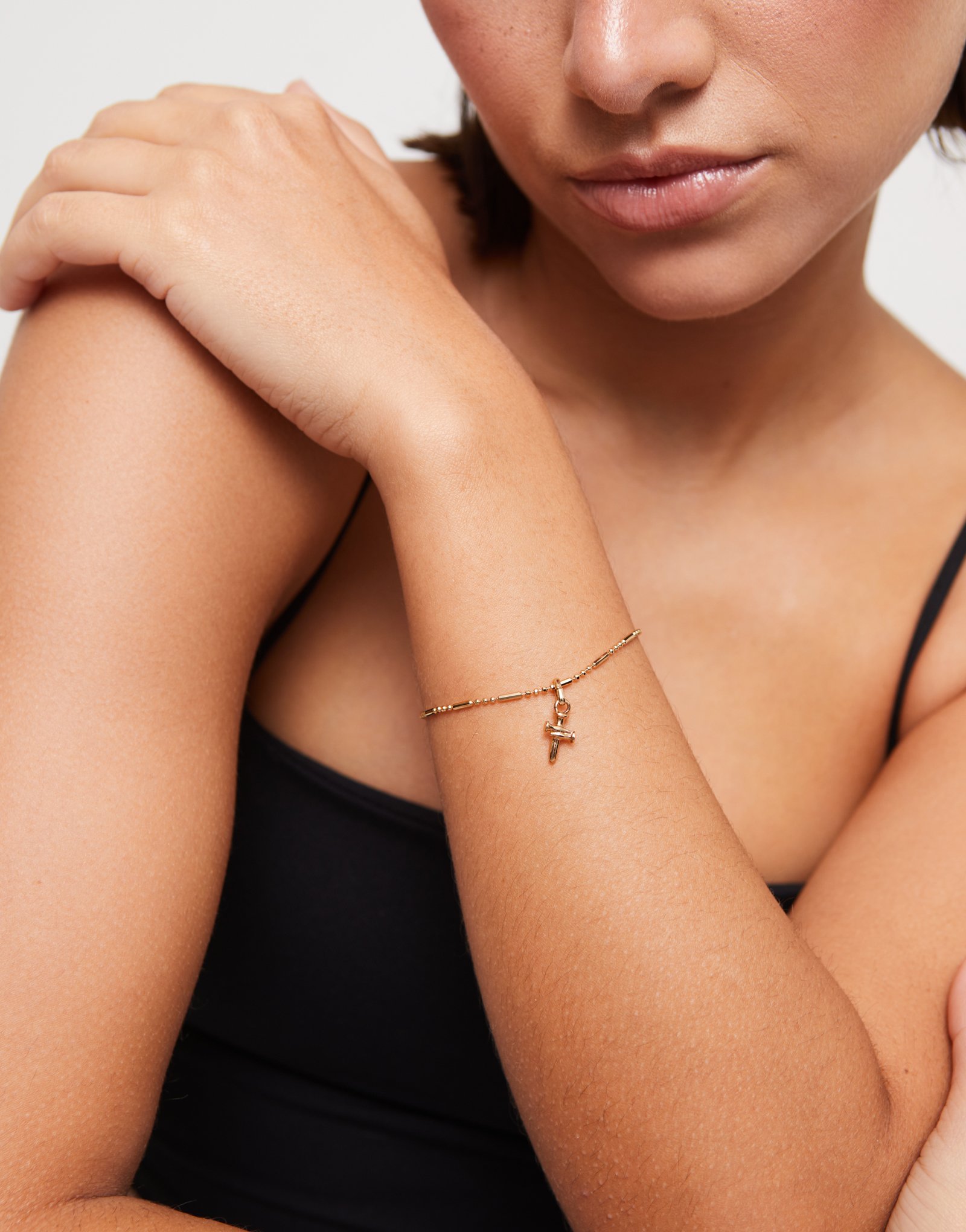 18k gold-plated charm bracelet, Golden, large thumbnail